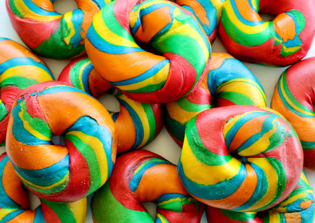 Rainbow Frozen Par Baked Bagels Case (5 Dozens)